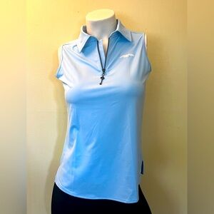 BELYN KEY Sky Blue Sleeveless Golf Shirt